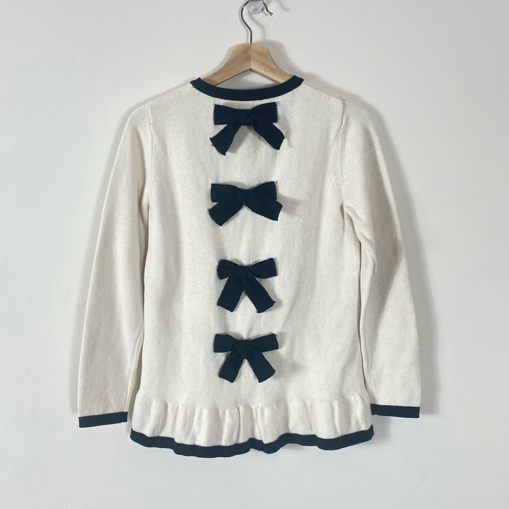 Sail To Sable Faith Bow Back Sweater Cream with Black Bows Cotton Wool Blend - S - Picture 13 of 16